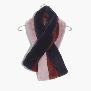 Madewell Striped Faux-Fur Muffler Scarf